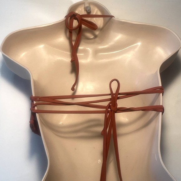 xhilaration burnt orange halter bikini top! size snall - Picture 4 of 7